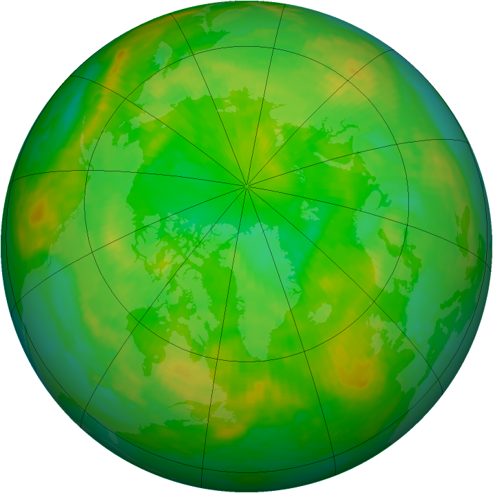 Arctic ozone map for 29 June 1990